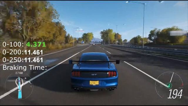 Ford Mustang GT 0-250 km/h - Forza Horizon 4 смотреть онлайн