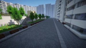 Большой жилой комплекс в современном городе Антербурге в Майнкрафте.