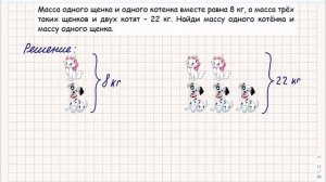 Масса одного щенка и одного котенка вместе равна 8 кг... Задача из учебника Моро 3 класса