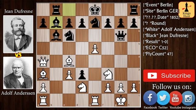 The Evergreen Game : Adolf Anderssen vs Jean Dufresne (1852) смотреть онлайн