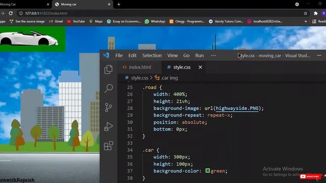 Moving car using html and css | Moving car | Html Css | Relative and absolute смотреть онлайн