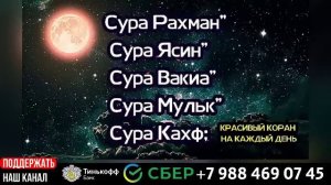 Слушай 🎧 Сура Рахман" Ясин" Вакиа" Мульк" Кахф' 🌹 Очень красиво читает..