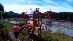 Поездка на Горный Алтай (июль 2015).Туркомплекс "Царская охота" . "Пьяный"мост через Катунь.