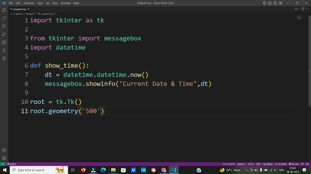 Python Tkinter Tutorial: Creating a Date Time Display Button | In Hindi