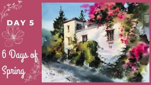 Как нарисовать дом с бугенвиллией акварелью | Акварельный Интенсив. Весна | Евгения Горбачева