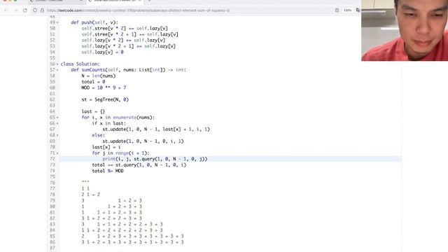 2916. Subarrays Distinct Element Sum of Squares II (Leetcode Hard) смотреть онлайн