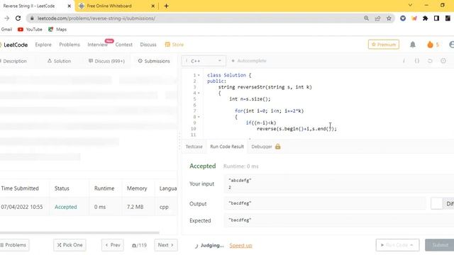 LeetCode 541 : Reverse String II | Strings | C++ смотреть онлайн