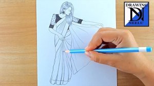 How to draw a traditional Girl with beautiful saree || Pencil sketch for beginner || girl drawing