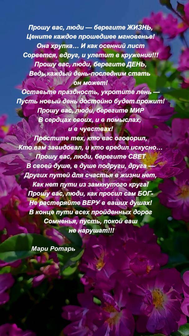 11.Прошу вас люди-берегите жизнь !