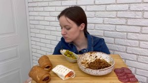 МУКБАНГ ШАУРМА ЛАПША ЧАЧЖАН МЕН СОСИСКИ В ТЕСТЕ MUKBANG SHAWARMA NOODLES SAUSAGES IN DOUGH