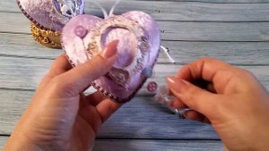 Сердечко обтянутое бархатом для крестин. Как обтянуть, сделать лепнину, бантики....
