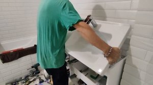 Установка двойной раковины с двумя смесителями, силой в две лошадиные тяги!!!