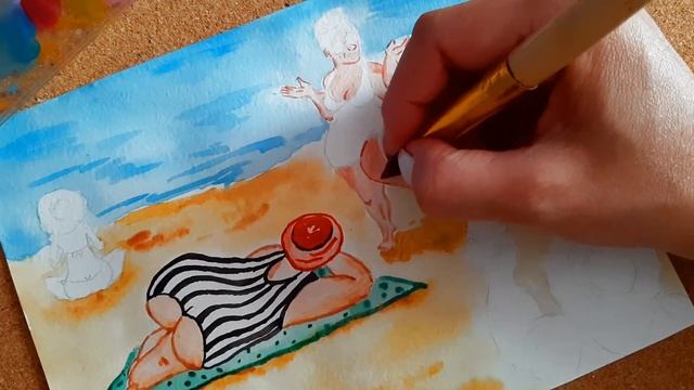 Рисуем купальщиц на пляже смотреть онлайн