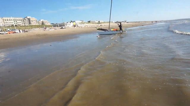 North Sea and beachside at the town of Noordwijk, Netherlands. смотреть онлайн
