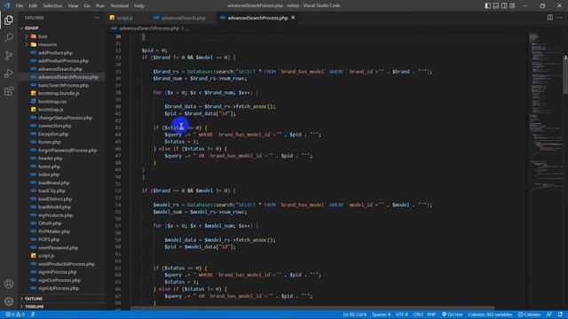 Program the advanced product searching process including pagination