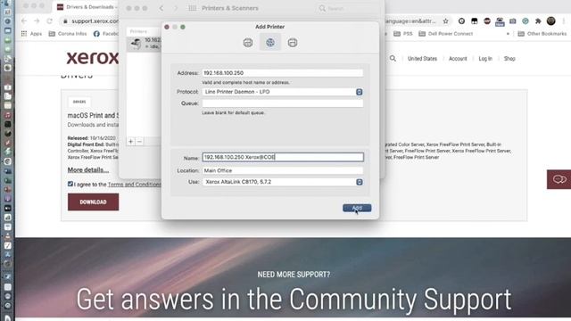 XeroxAltalink C8170 InstallationTutorial for  MacOS