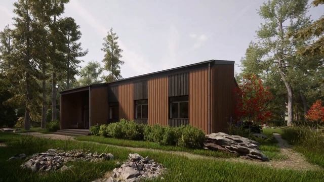 NF 62 - проект углового одноэтажного дома смотреть онлайн