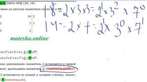 Пример 1. Наибольший общий делитель (НОД) чисел  18 и 14 по алгоритму №1