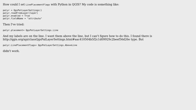 GIS: Labeling layers with Python in QGIS. LinePlacementFlags смотреть онлайн