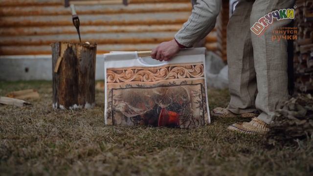 Сумки для переноски дров из холщовой ткани с печатью. смотреть онлайн