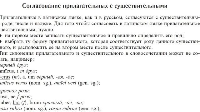 Латинское прилагательное, часть 1