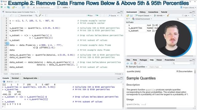 Remove Values Less & Greater than 5th & 95th Percentiles in R (Examples) | Delete Data Frame Rows смотреть онлайн