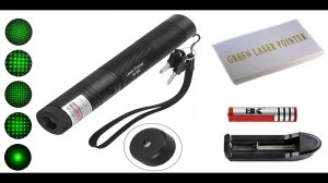 Лазерная указка мощная METROBAS LASER 303, зеленый луч, набор с аккумулятором