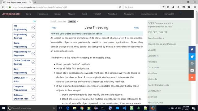 How do you create an immutable class in Java?
| javapedia.net