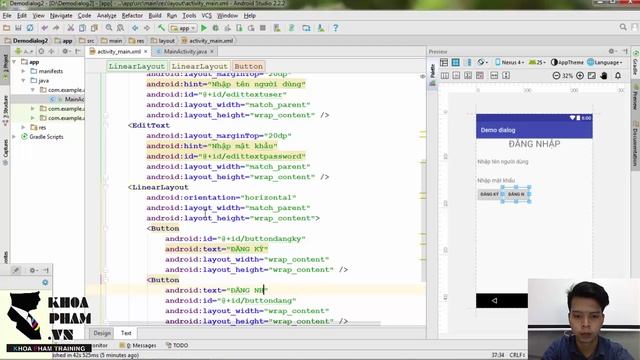 Lập trình Android - Dialog Bài 2: Thiết kế giao diện cho form đăng nhập смотреть онлайн