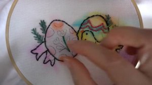 Watercolor Effect with Markers Easter Embroidery | How to embroider & paint an Easter Egg Decoratio