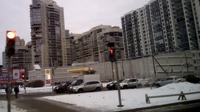 Район метро Просвещения. Зима