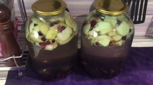 Домашний компот на зиму из яблок и смородины!!!