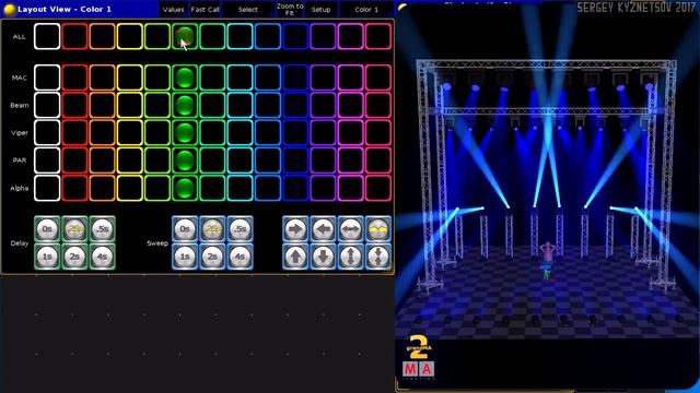 GrandMA2 onpc Interactive Color Picker with Delay and Sweeps demonstration with Showfile смотреть онлайн
