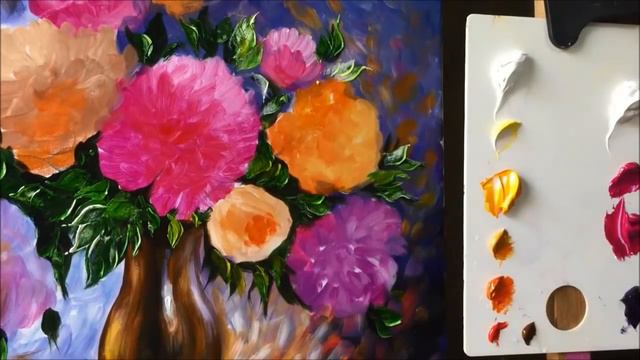 Paint Beautiful Peonies with Acrylic Paints and a Palette Knife смотреть онлайн