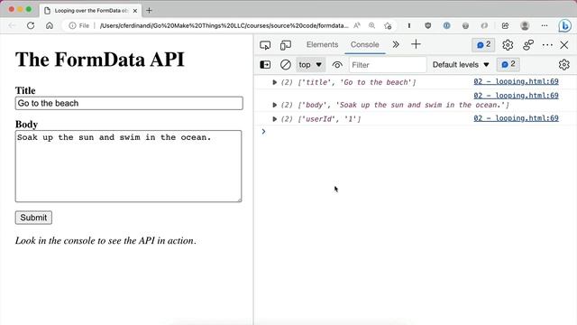 Looping over FormData with modern JavaScript