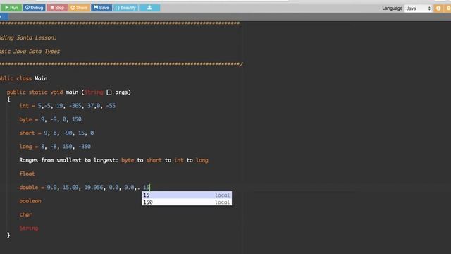 Coding Santa Java Tutorial, Lesson 1: Basic Data Types in Java