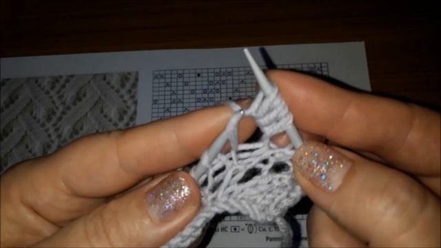 Ажурный японский узор № 14, из книги Хитоми Шида "260 узоров". МК, схема. смотреть онлайн