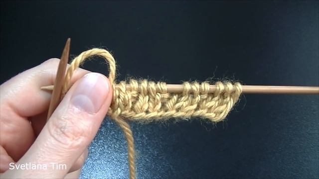Узор Резинка 1x2 с вытянутыми петлями. Вязание спицами # 650 смотреть онлайн