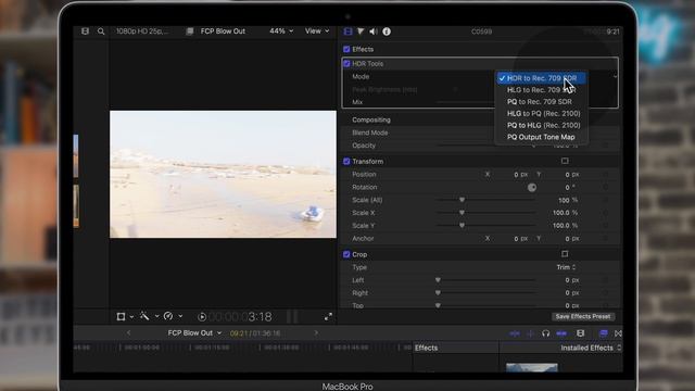 HOW TO FIX Over blown, Over exposed iPhone or HLG HDR Camera Footage in Final Cut Pro. смотреть онлайн