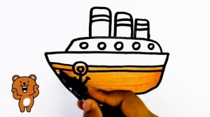 How to draw Ship for kids | Как нарисовать корабль для детей | Cómo dibujar Embarcacion para niños