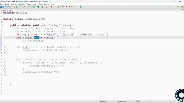 Enhanced for loop (foreach loop) & labeled for loop | Ch-1 P-10.2 | Complete Java Course in Hindi