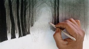 Pencil drawing snowfall landscape of girl with horse easy steps // gp like //