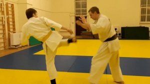 Техника 7-кю.  Защита от удара уширо-гери