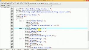 C program to Implement String operations such as- String Length, Comparison & Concatenation