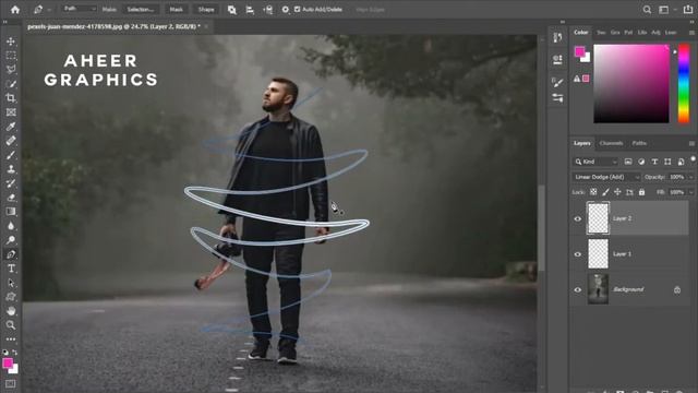 Neon Glow Lines Effect around Person  in photoshop | Photoshop glow effect | Photoshop Tutorials