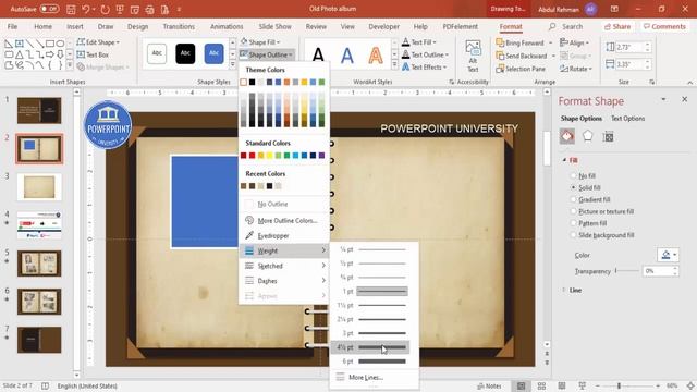 Animated Book Style Vintage Look Photo album Template in PowerPoint