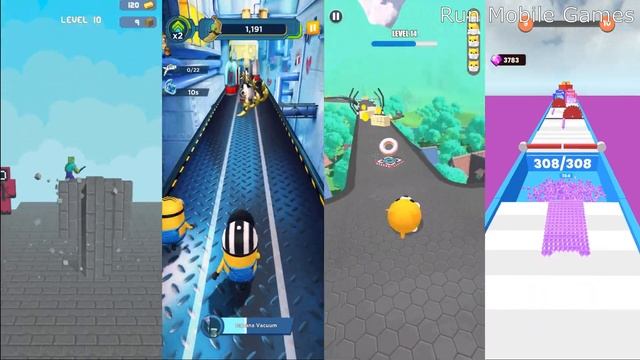 Minion Rush vs Craft Runner vs Rolling Ball vs Canvas Run - All level gameplay Android, IOS смотреть онлайн