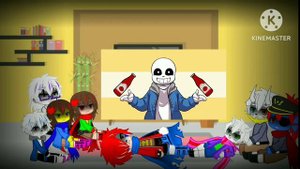 Undertale reacts to Horror!Sans (My AU, Angst, Charisk, Gacha Club, Lazy)