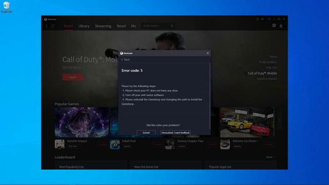 Failed to start emulator failed to start the engine error code 5 (FIX Gameloop 7.1) смотреть онлайн