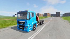 Monster Truck vs Rails - Speed Bumps - Train vs Cars - BeamNG.Drive